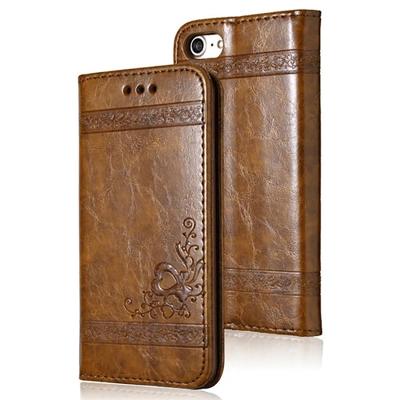 China Simplicity Vintage Full Leather Case iPhone Max Retro Card Slot Phone Flip Case For Cover for sale