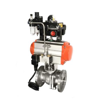 China General Stainless Steel MFG Flanged Ball Valves Equipped With Pneumatic Actuator for sale