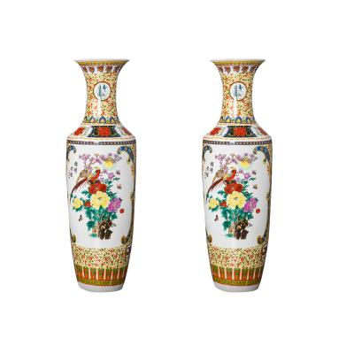 China Cheap Chinese Famille Rose Antique Floor Ceramic Vase for sale