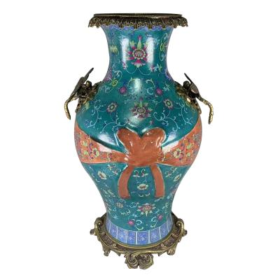 China China Modern Home Luxury Brass Base Green Mid Century Antique Chinese Brass Vase for sale