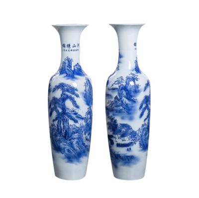 China Ceramic vases Jingdezhen blue and white home floor decor flower vase ware large decorative for sale