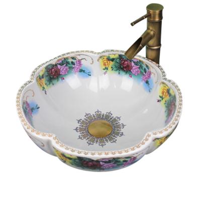 China EUROPEAN Beautiful Jingdezhen Ceramic Table Top Portable Wash Basin Countertop for sale