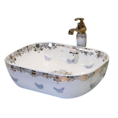 China Modern Design Modern European Butterfly Style Household Basin Ceramic Wash Basin for sale