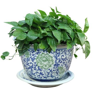 China Factory direct sale hand made ceramic planter throwing pot with saucer parlor for sale