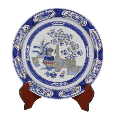 China Jingdezhen Automotive Antique Goods Large Doucai Ceramic Home Decor Hand Made Dish for sale