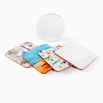 China Factory Price Viable Custom Design Wooden Hard Board Blank Sublimation MDF Coasters With Cork Bottom for sale