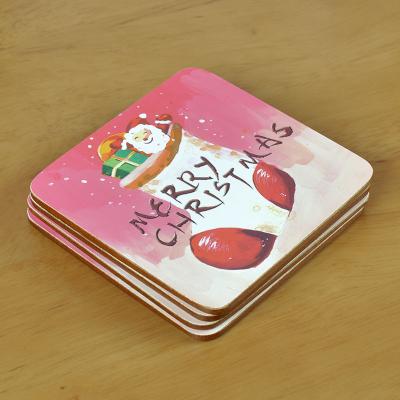 China Factory Cheap Price Viable Custom Design Waterproof Cork Cardboard Hardboard Wooden Drinks Coasters for sale