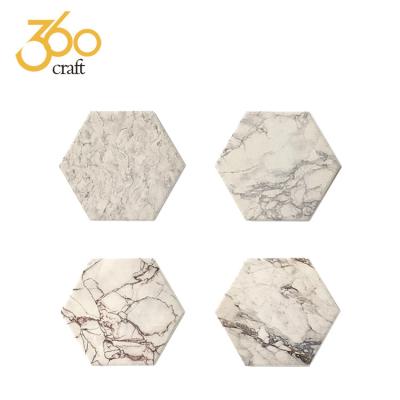 China Viable Nordic Hexagon Sublimation Style White Ceramic Tea Coasters For Sale for sale