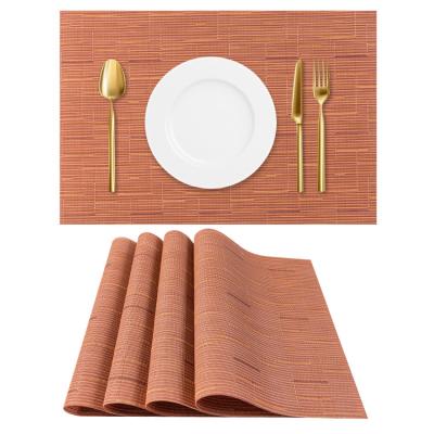 China Sustainable Custom Printed Best Anti Slip Place Mats Home Kitchen Dining Table Mat Sets Vinyl Heat Resistant PVC Woven Place Mats for sale