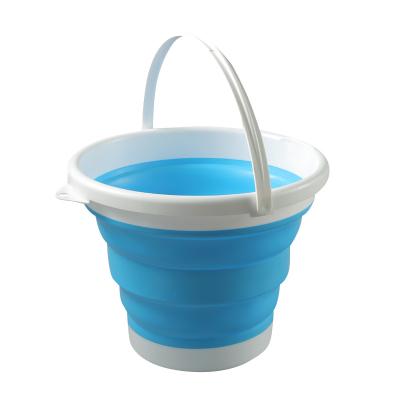 China Folding 10L Bucket Silicone Plastic Portable Car Viable Outdoor Travel Car Wash Fishing Telescopic Bucket for sale