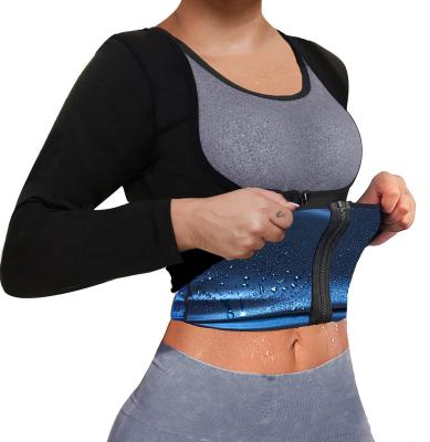 China Reversible Women Long Shaper Sauna Sweat Shirt Shaper With Zipper Waist Trimmer Workout Top for sale