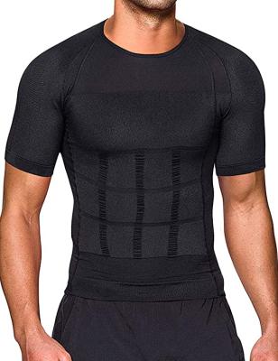 China QUICK DRY Men's Compression Shirt Gynecomastia Knit Slimming Seamless Control Body Shaper Tummy Slimmer Shapewear for sale