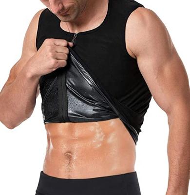 China Viable Mens Workout Shirt Premium Zipper Tank Tops Slimming Polymer Weight Loss Waist Trainer Sauna Vest for sale