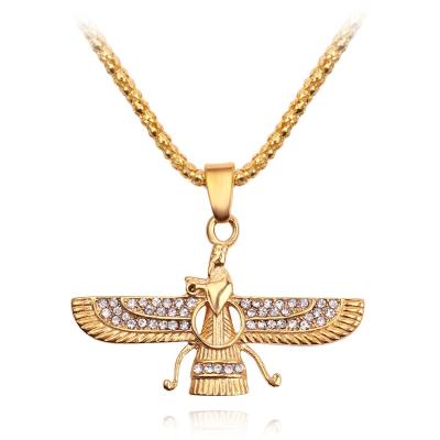 China Zoroastrianism Necklace Mens Fashion Jewelry Gold Rhinestone Zoroastrianism Necklace Pendant for sale