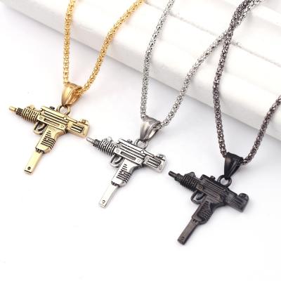 China Submachine Gun Necklace Personalized Pistol Style Alloy Pendant Necklace for sale