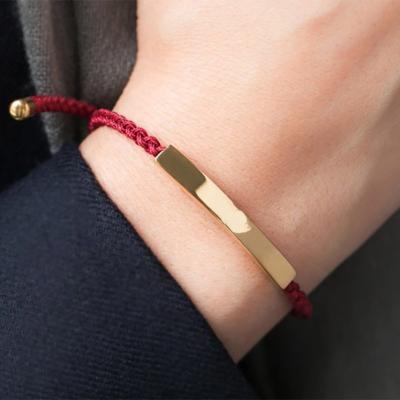 China FASHIONABLE Adjustable Linear Nylon Braided Hollow Pipe Fittings Rope Friendship Bracelet Stainless Steel Matching Couples Bracelet for sale