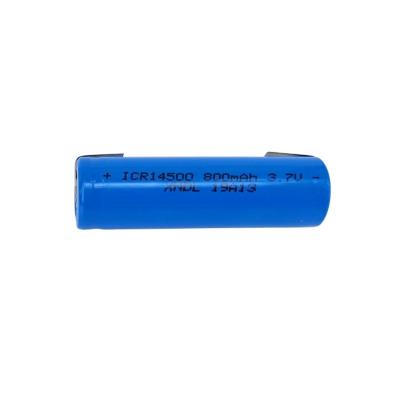 China Cylindrical Long Cycle Life 14500 3.7V 800mAh Lithium Battery Polymer Battery For Remote Control For Toy Cars for sale