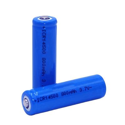 China Long cycle life best price AA size 800mah top head 3.7v 14500 li ion rechargeable battery for toys tools for sale