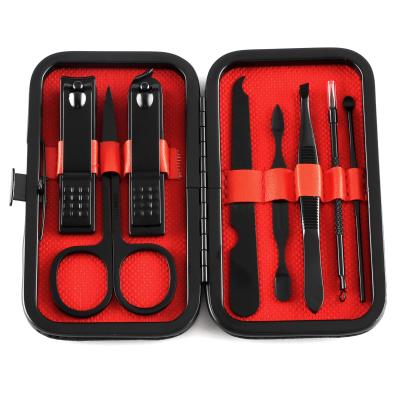 China Durable Professional 8 Piece Pedicure Set Tool Case Black Stainless Steel 7pcs Nail Clippers Manicure And Pedicure Sets for sale