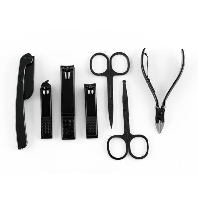 China New Cool Black High Quality Fantastic Design 18pcs Manicure Pedicure Set Nail Clippers Cuticle Grooming Tool Kit Black for sale