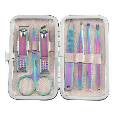 China Modern Simplicity Fashion Cool Stainless Steel Manicure Set High Quality Tools Nails Colorful 7 Pcs Sets Manicure Set for sale