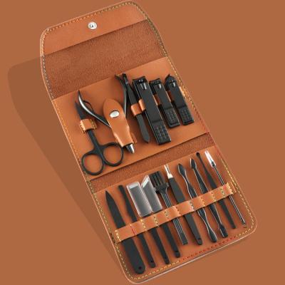 China Durable Stainless Steel Nail Clippers Set 16pcs Manicure Set Curette Eyebrow Scissor Cuticle Nipper for sale