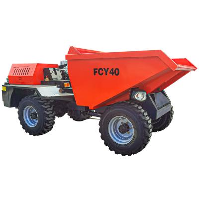 China Cultivate hot sale FCY40 diesel engine 4 ton bottom dumper truck with 180 degree rotating bucket for sale