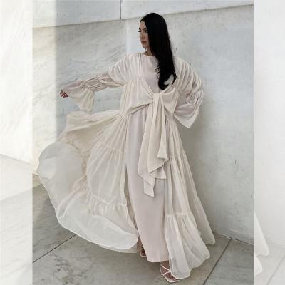 China 2022 Chiffon Chiffon Open Abaya Dubai Modern Islamic Open Abaya Muslim Open Abaya For Muslim Women for sale