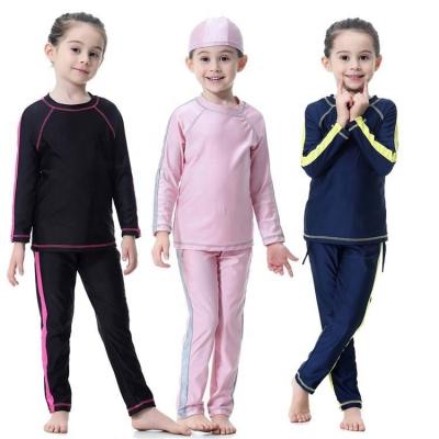 China Drop Shipping Breathable Girls Burkinis Baby Islamic Kids Burkinis With Hijab Turban Kids Muslim Swimwear Swimwear for sale