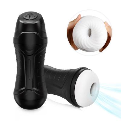 China Hands Free Masturbation Cup Male Penis Vibrator Pocket Pussy Vibrating Stroking Toy Penis Stimulation for Men Black Sex Toys Sucking Male Masturbators for sale