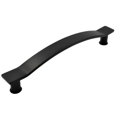 China Modern Single Side Wooden Pull Matt Black Solid Door Handle Design Handle Stainless Steel 400mm Curved Door Handle for sale