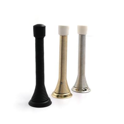 China Modern Flexible Steel Spring Door Stopper With Nickel Metal Rubber Top Silver Gold Black Paint Door Stopper for sale