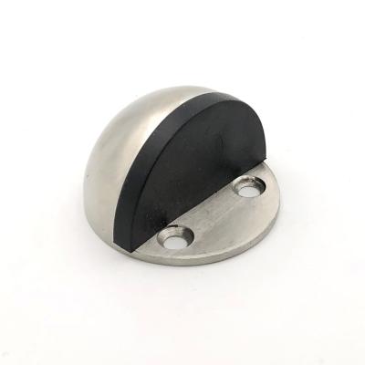 China Modern Stainless Steel Rubber Wood Door Stopper Half Moon Floor Mounted Door Stopper for sale