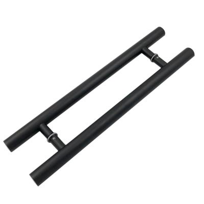 China 24 Inch 600mm Modern Stainless Steel Glass Frame Round Doors Handle Black Door Pull Handle for sale