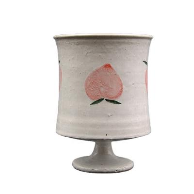 China Handmade Creative Handmade Pottery Painting Peach/Strawberry Drink Mugs for sale