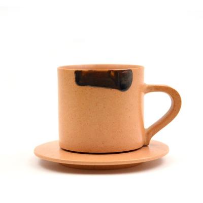 China Viable Handmade Ceramic Cup Espresso Cup Small Luster Color Fashion Coffee Cup and Saucer Set for sale