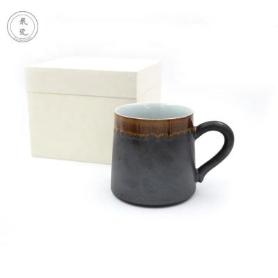 China 100% Handmade Custom Sustainable Modern Styles Black Ceramic Coffee Mug With High Temperature Color Glaze for sale