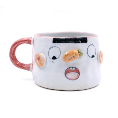 China Viable Custom Handmade Creative Porcelain Hand Painted Cute Coffee Mugs for sale