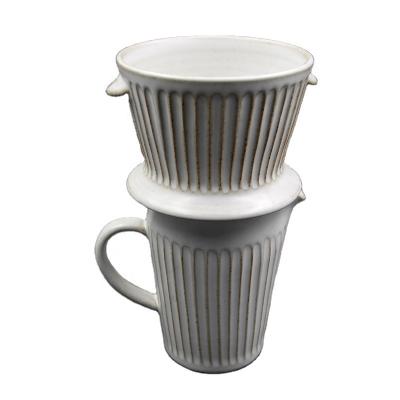 China Custom Handmade White Coffee Maker Logo Filter Ceramic Dripper Design Coffee Creativity Drip Cone Viable Manual Filtration Funnel for sale