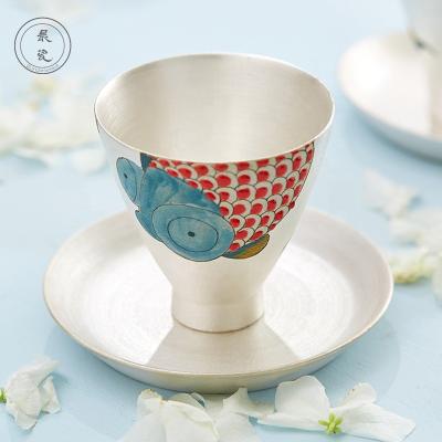 China Viable handmade colorful fish high quality ceramic tea set with silver luster for sale