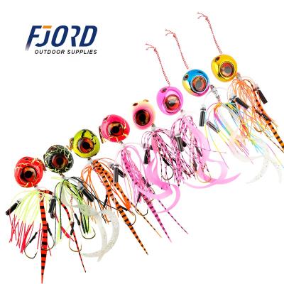 China Downspout Fishing Lure FJORD 40/60/80/100/120/150g Rubber Edges Glow Luminous Metal Building Lures With 3D Eyes for sale