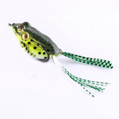 China Soft Plastic Lure Fjord Customized 60mm 15g Fishing Frog Lure Topwater Frog Soft Fishing Lure With Two Hooks for sale