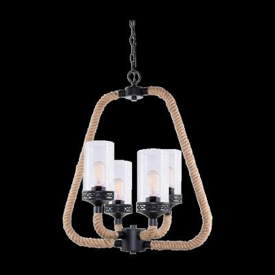 China Retro Modern Home Style Hanging Living Room Ceiling Lamp Rope Finish Light Chandelier E26 E27 K740-B4 for sale