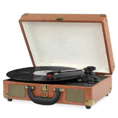 China Retro Fashion Portable Phonograph Receiver Turntable Record Player Suitcase Turntable Audio Player for sale