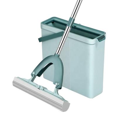 China Viable Floor Cleaner Mop With Plastics Mini Squeeze Bucket Mop Buckets Pva Sponge Floor Mop for sale