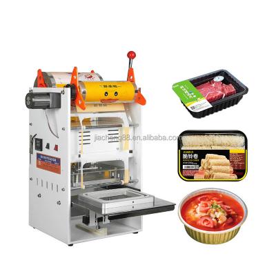 China Semi Automatic Small Round Food Lunch Box Aluminum Foil Tray Plastic Food Container Sealer Sealing Packaging Machine for sale