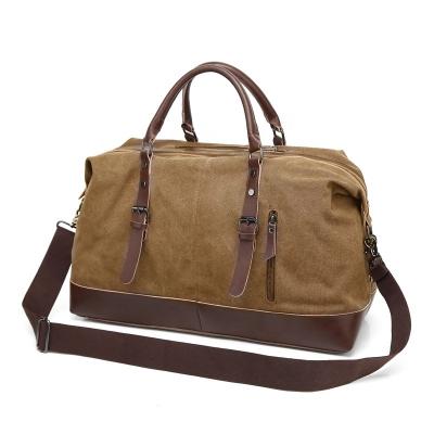 China Waterproof Custom Low MOQ Leather and waxed canvas travel duffle bag Travel Tote bag garment duffle bag for sale