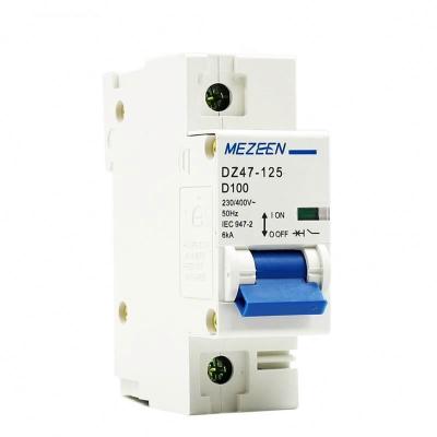 China Copper Circuit Breaker DZ47-125 Single Phase 100A China Hot Sale MCB 100A 1P for sale