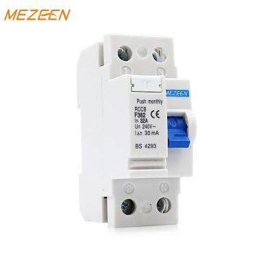 China Resin+ F362 RCCB Residual Current Copper Parts.etc Factory Price Circuit Breaker Elcb 220V 30mA 2pole 16amp for sale