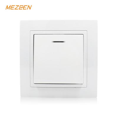 China Multipurpose High Quality PC Panel EU Standard 1 Gang 1 Way Wall Switch With Light for sale